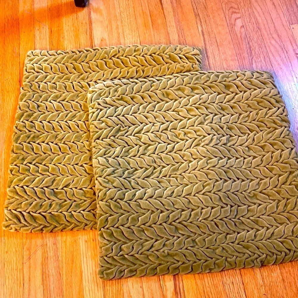 Pier 1 cushion covers sage green textured zippered satin 15.5 “ square